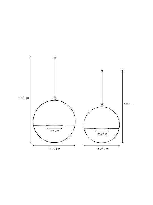 Megapap Ζαρντινιέρα Κρεμαστή Σετ 2τμχ Μαύρο GP029-0121,1