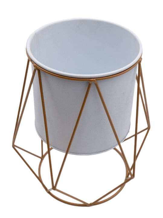 Uncle George Planter Metal White with Stand 21.5x21.5x23.5cm.