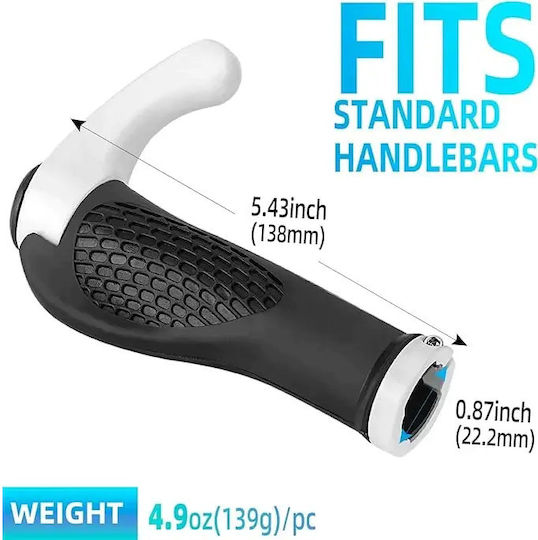 Rockbros BT1007W Ανατομικές Χειρολαβές Ποδηλάτου σε Black/White Χρώμα από πλαστικό