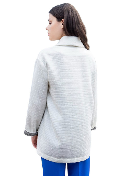 Aggel Blazer pentru femei Tweed Sacou White