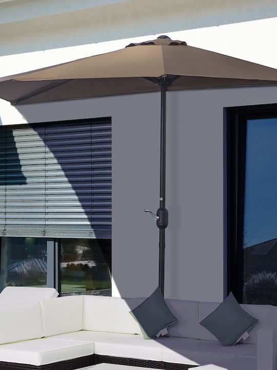 Garten & Terrassen Sonnenschirm Bodenständer Rund Aluminium Braun 2.69x1.38m 84D-007CF