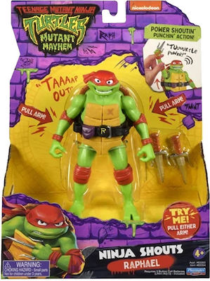 Φigură de acțiune Teenage Mutant Ninja Turtles Mutant Mayhem Movie Deluxe Ninja Shouts Raphael cu Sunete pentru copii de 4+ ani 14cm cm