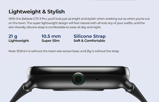Zeblaze GTS 3 Pro 46mm Smartwatch with Heart Rate Monitor (Black)