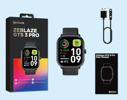 Zeblaze GTS 3 Pro 46mm Smartwatch with Heart Rate Monitor (Black)