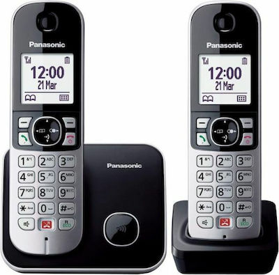 Panasonic KX-TG6852 Cordless Phone (2-Pack) with Speaker Black