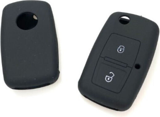 Car Key Cover Case made of with 2 Buttons for VW / Seat / Skoda in Black Color