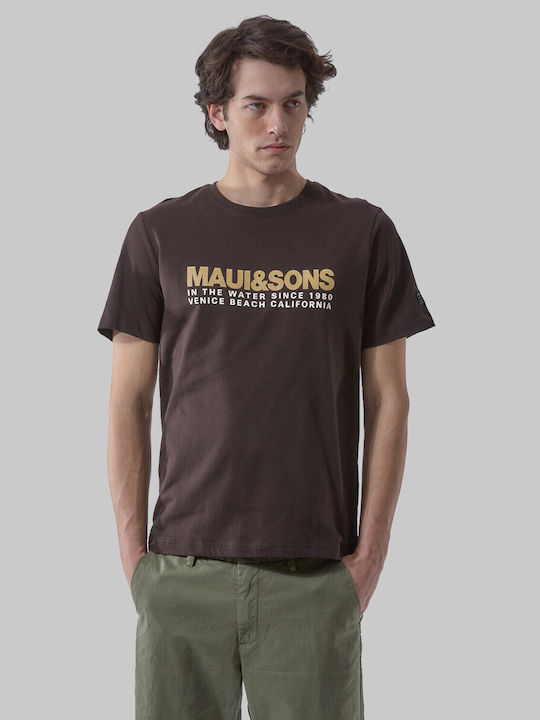 Maui & Sons Tricou pentru bărbați cu mâneci scurte CAFE