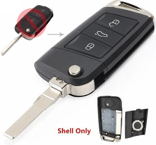 Foldable Car Key Shell with Blade with 3 Buttons for Audi / Seat / Skoda / VW