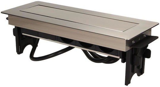 Orno Τριπλή Χωνευτή Πρίζα Ρεύματος με 2 Θύρες USB Ασημί