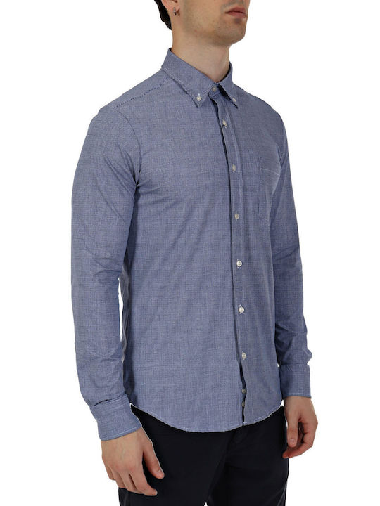 Paul&Shark Microcheck Button Down Shirt Blue