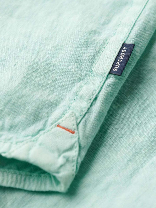 D3 Stud Studios Casual Short-sleeved Linen Shirt Green