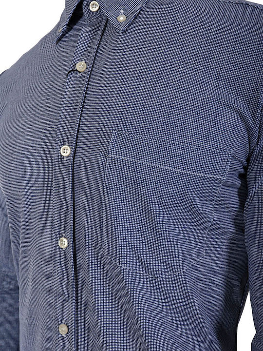 Paul&Shark Microcheck Button Down Shirt Blue