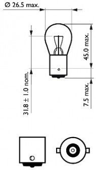 Philips Lampen Auto P21W / BA15S 12V 21W 2Stück
