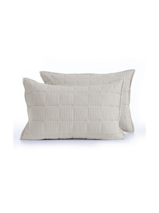 Nef-Nef Homeware Elements Pillowcase Set Oxford Quilted Grey 52x72cm.