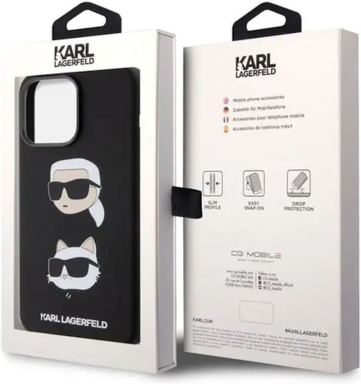 Karl Lagerfeld Liquid Umschlag Rückseite Silikon Schwarz (iPhone 15 Pro Max)