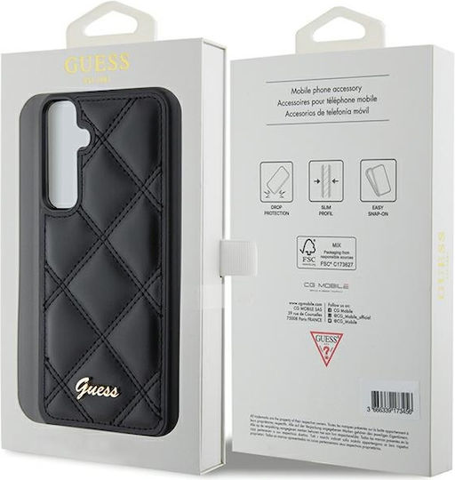 Guess Quilted Metal Logo Back Cover Plastic / Leather Black (Galaxy S23 FE)