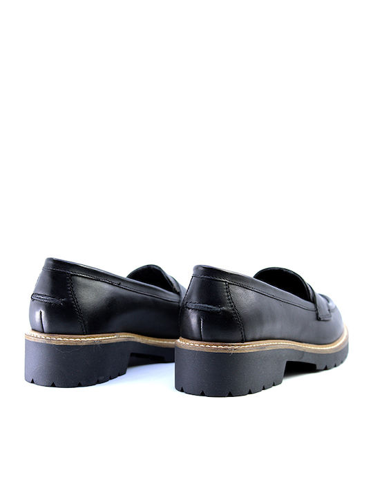 Leder Damen Loafers in Schwarz Farbe