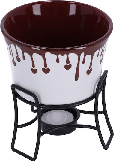 Fondue-Topf mit Teelicht aus Porzellan Weiß