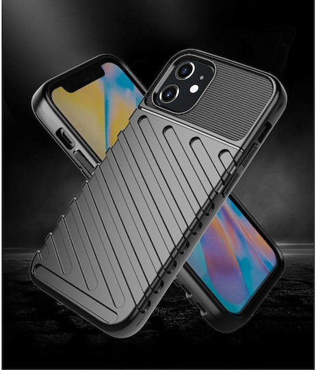 Powertech Umschlag Rückseite Kunststoff Schwarz (iPhone 12 mini)
