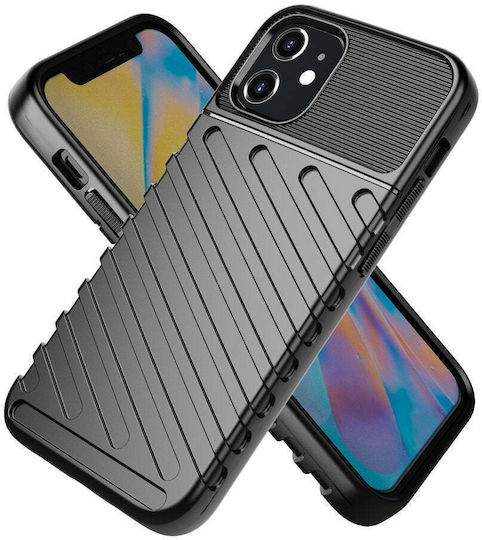 Powertech Umschlag Rückseite Kunststoff Schwarz (iPhone 12 mini)