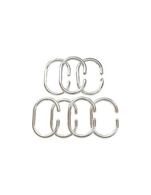 Estia Plastic Bathroom Curtain Rings Silver 12pcs