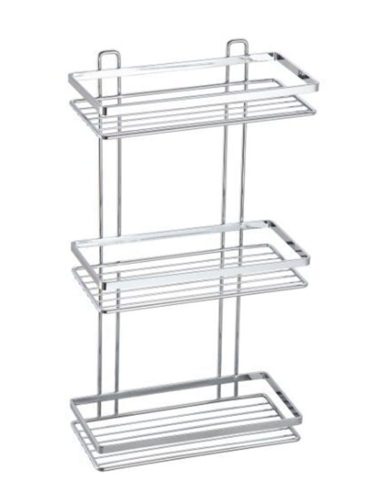Estia Elegant Επιτοίχια Ραφιέρα Μπάνιου Inox με 3 Ράφια 25.1x12.5x46cm Ασημί