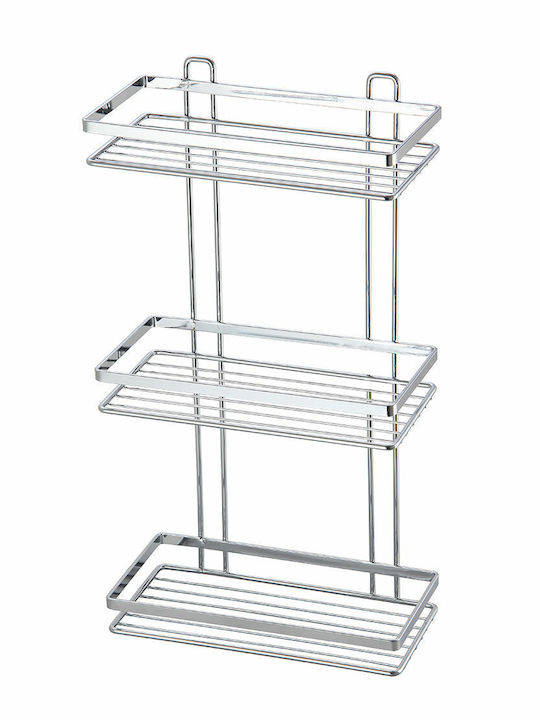 Estia Elegant Επιτοίχια Ραφιέρα Μπάνιου Inox με 3 Ράφια 25.1x12.5x46cm Ασημί