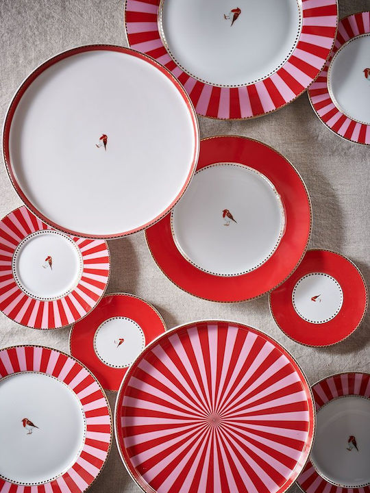PiP Studio Love Birds Πιάτο Γλυκού από Πορσελάνη Red με Διάμετρο 17cm