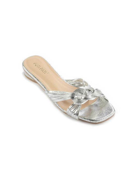 Fshoes Women's Flat Sandals in Silver Color