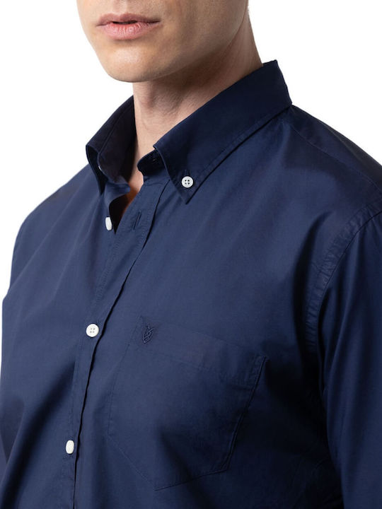Langärmlig Baumwolle Hemd Dark Blue