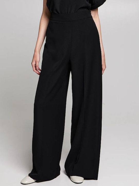 BSB Women's High-waisted Fabric Trousers in Regular Fit Black