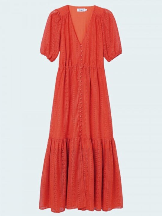 Summer Midi Dress for Wedding / Christening with Lace Coral