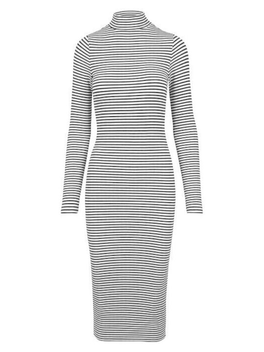 Midi Φόρεμα Πλεκτό Ζιβάγκο Black/white