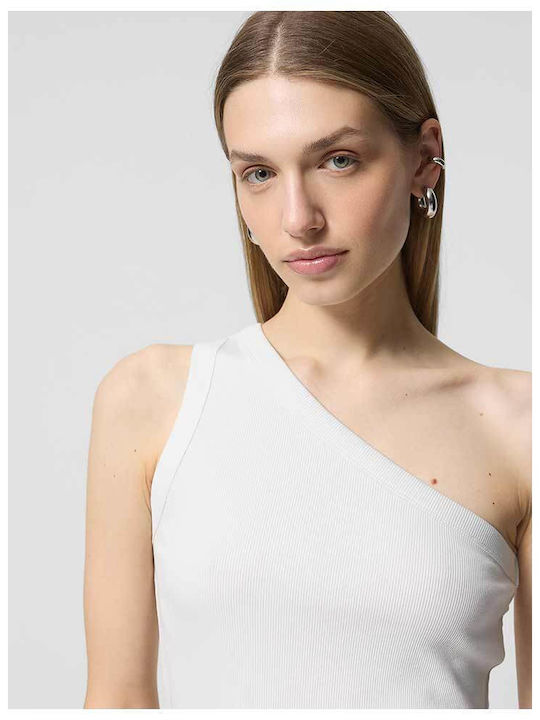 Γυναικεία Μπλούζα Βαμβακερή Off-Shoulder με έναν Ώμο Λευκή