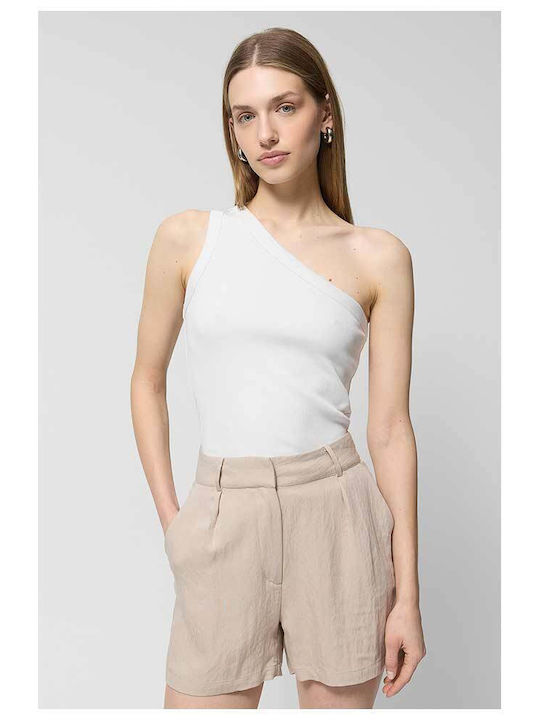 Γυναικεία Μπλούζα Βαμβακερή Off-Shoulder με έναν Ώμο Λευκή