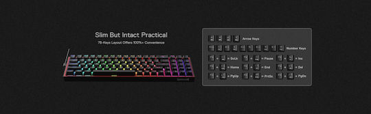 Redragon K628-RGB Pollux Gaming Μηχανικό Πληκτρολόγιο 75% με Custom Red διακόπτες και RGB φωτισμό (Αγγλικό US)