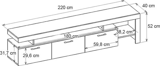 Елемент За Телевизор Acnes Черен М220xД40xВ52cm