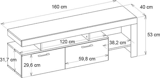 Έπιπλο Τηλεόρασης Acnes Μαύρο Μ160xΠ40xΥ53cm