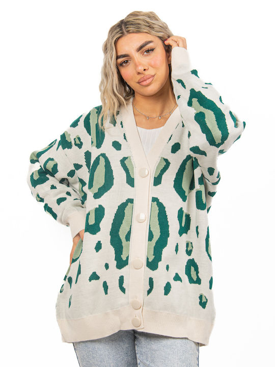 Cardigan Leopard Green