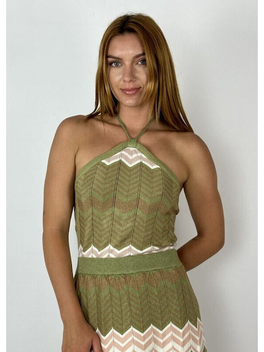 Lynne Midi Skirt in Khaki color