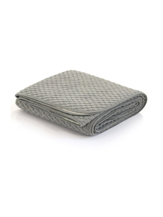 Liolios Home Popcorn Coverlet Queen Size Cotton Lt Grey 240x250cm