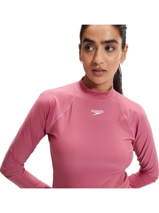 Speedo UPF 40+ Γυναικεία Μακρυμάνικη Αντηλιακή Μπλούζα Κόκκινη