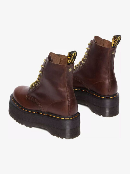 1460 Pascal Max Leather Women's Ankle Boots with Medium Heel Brown