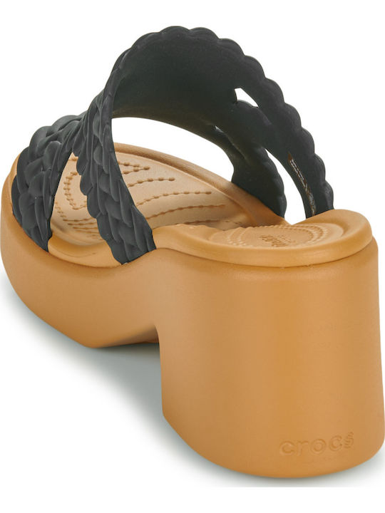 Brooklyn Woven Mules with Low Heel in Black Color