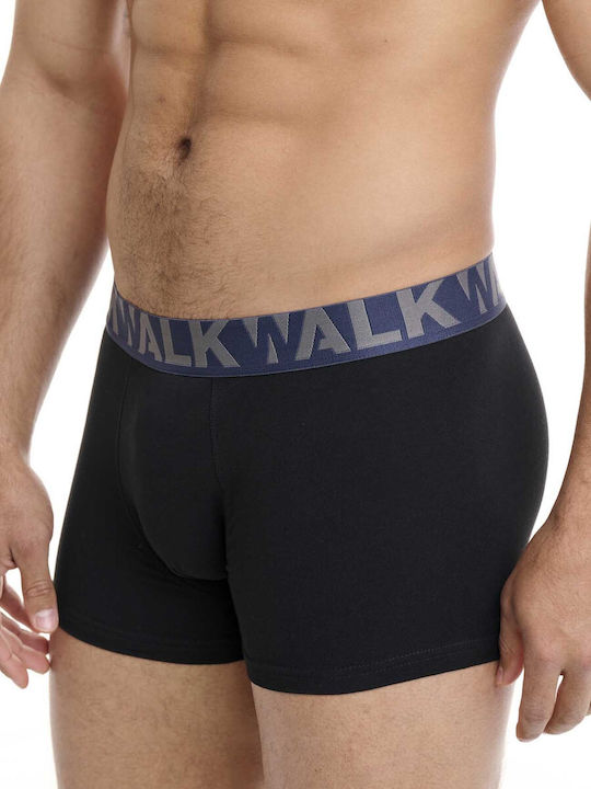 Boxer Ανδρικό Walk 2 Τεμάχια Μπλε Μαυρο-μαυρο W1755-1