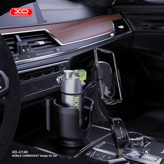 XO Car Cup Holder with Mobile Mount 1 Position for Console in Black Color