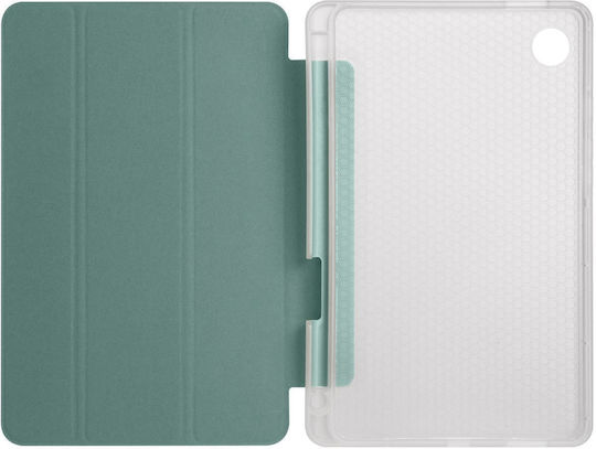 Husă pentru tabletă Samsung Galaxy Tab A9 X110 din piele TPU transparentă cu model de fagure de miere, pliabilă în 3, cu suport pentru stilou, verde închis