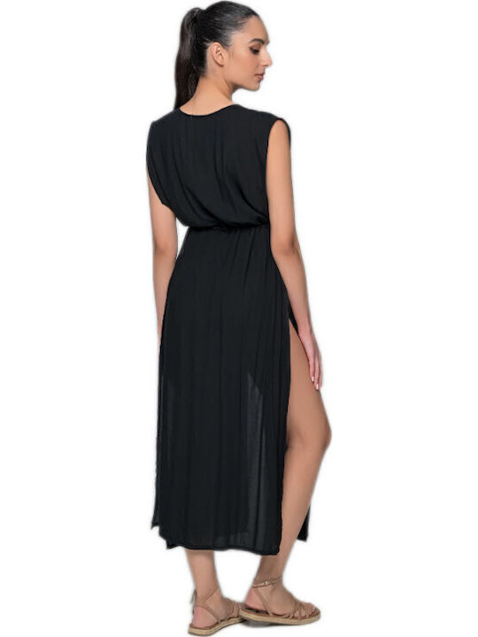 Milena by Paris Feminin Lung Caftan de Plajă Negru