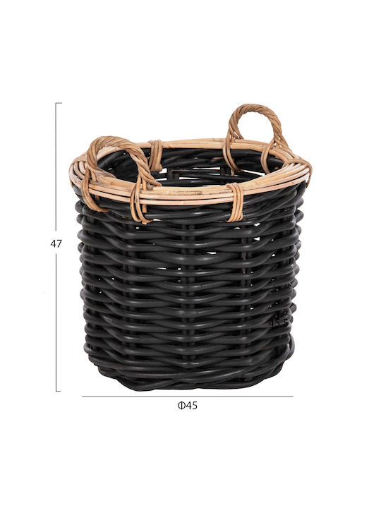 Set of Decorative Baskets Rattan with Handles Black 61x61cm 2pcs HomeMarkt