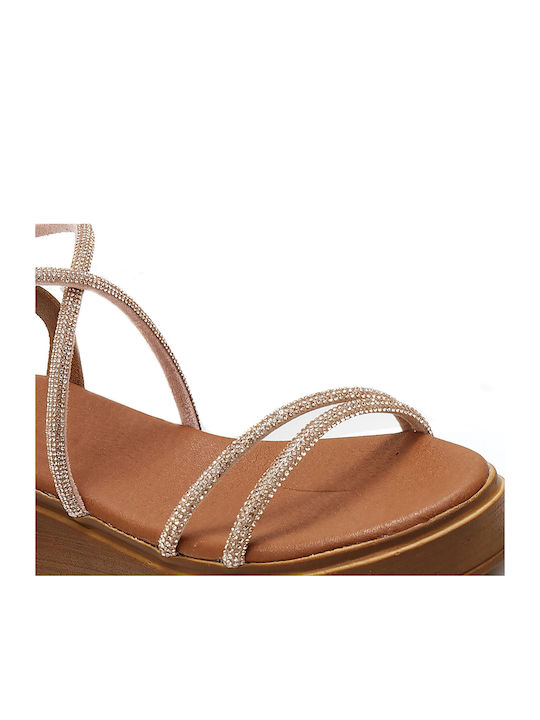 Bronze Leather Strappy Flatform